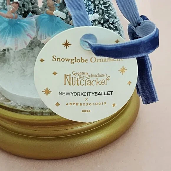 Anthropologie New York City Ballet Glass Snowglobe Ornament Snowflakes  NWT - Picture 6 of 9